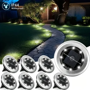 8-Pc 8LED Solar Deck & Garden Lights