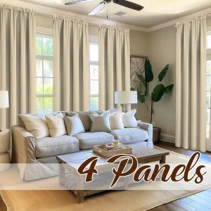 4 Panels Light Filtering Rod Pocket Curtains